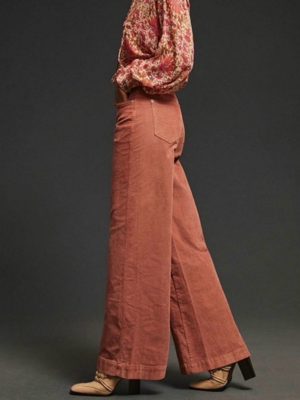 Anthropologie Pilcro Wide-Leg Corduroy Pants in Dusty Rose